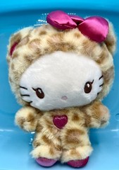 Hello Kitty Huggable Plush 8″ Figure in Brown Leopard Outfit w/ Dark Pink Bow