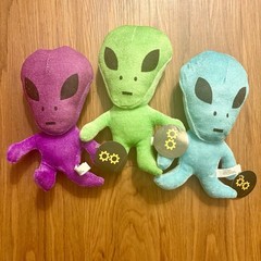 Aliens Lot Of 3 Plush 9” Toys Blue Green & Purple Toy Works Factory New With Tag