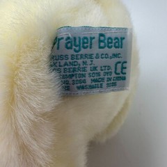 Russ Berrie Prayer Bear Angel Wing Cross 7″ Russ Baby Cream Plush Stuffed Animal