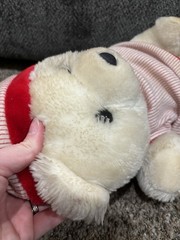 House of Lloyd Heart to Heart Teddy Bear Plush Stuffed Animal Red Stripe Gown