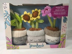 Greenhouse By Russ 3-Pack Potted Plant Plush Set Includes A Lily Approx. 10″-12″