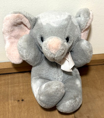 Dakin Elephant Pink Ears Plush 8″ Cuddles Gray Vtg 1989 Thailand
