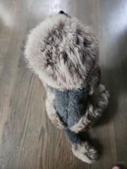 Vtg Mink? Real Fur Wool Stuffed Poodle Dog Plush Black Gray Tan 1950 1960’s? VGC