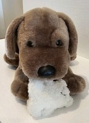 Lab Puppy w/Toy Plush Realistic Stuffed Chocolate Labrador Dog Big Sky 14″