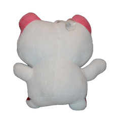 white 7 1/2″ cat kitty plush smiling 520 suction cup for hanging stuffed animal