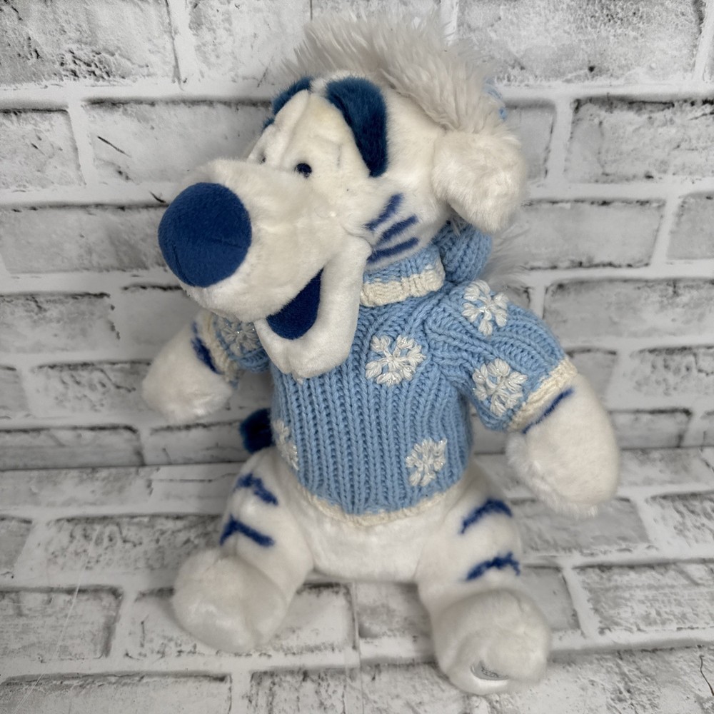 Disney Store Exclusive Tigger Plush Winter White Ice Blue Sweater Stuffed Tiger