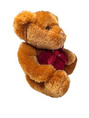 Valentines Day Plush Teddy Bear With Red Velvet Heart & Bow