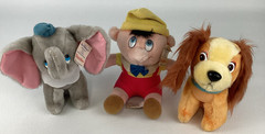 Disney Film Classics Dumbo Lady Pinocchio Vintage 7″ Plush Stuffed Bundle w TAGS