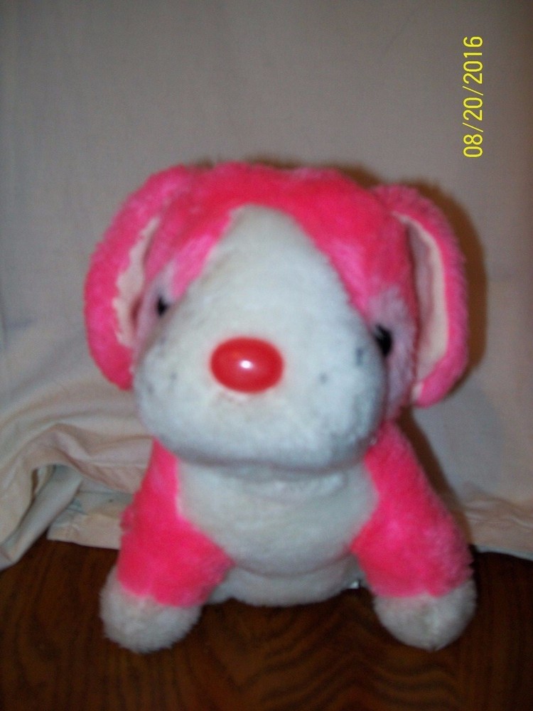 K.B. BROS INC PINK WHITE PUPPY DOG PLUSH 8″