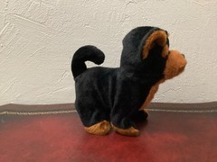 Black & Brown Walking Dog Stuffed Animal Plush Toy Small Battery Operated