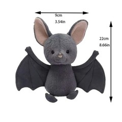 22cm Bat Cartoon Funny Design Bat Plushies Soft Stuffed Grey Bat Stuffed Animal