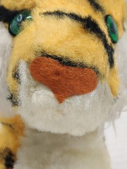 Rushton Company Sitting TIGER Plush Animal Green Eyes Atlanta Ga. VTG 50s-60s