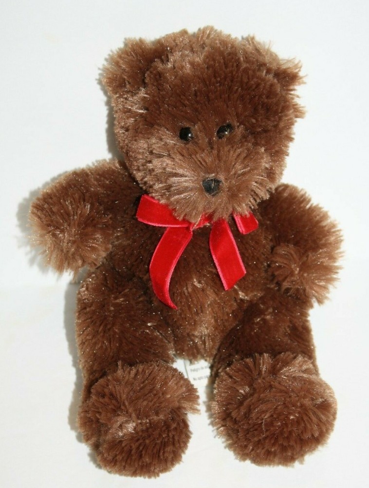 The Childrens Place Red Velvet Bow Valentine Teddy Bear 9″ Brown Plush Soft Toy