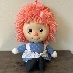 Raggedy Ann Doll 12” Plush Vinyl Face Pink Yarn Hair 1991 Macmillan Vintage