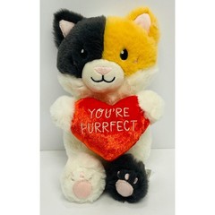 Calico Cat Plush Heart You’re Purrfect Valentine Stuffed Animal 9in 209378-G
