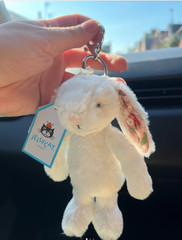 Cute White Cream Bunny Blossom Berry Keychain Charm Jellycat Kawaii Gift NWT