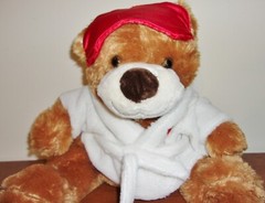 Dan Dee Collectors Choice Golden Brown Plush/Stuffed Bear -Bathrobe & Eye Mask