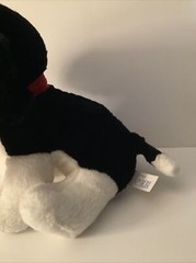 RBI Ron Banafato Inc – Black & White Dog Plush Stuffed Animal w/Red Scarf