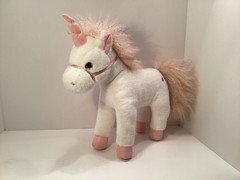 FAO Schwarz White Unicorn Plush Stuffed Animal Pink Horn Hooves Mane 2020 12″