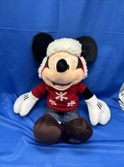 Disney Store Mickey Mouse Plush Winter Christmas Sweater Hat Cozy Cables 18″