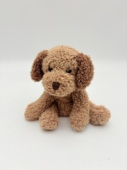 Tri Russ Brow Puppy Dog Plus Sitting Target Toy Curly Sherpa Lovey Doll 8”