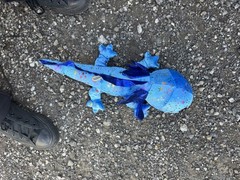Large kids Axoloti plush toy. glittery Blue.