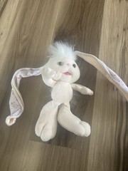 1989 Kenner Grabbits Babies Bunny Rabbit Bendable Ears Plush Cream Purple Spots