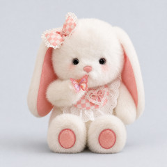 Large Sweetheart Bunny Rabbit Plush Dog Toy Soft Cotton Pink White 40cm