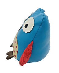 SKIP HOP Blue Owl Plush Stuffed Animal Toy Faux Leather Polka Dots 2010 8” EUC