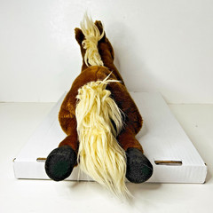 Vintage Lying Brown Horse 14” Plush Brown Beige Soft Realistic Stuffed Animal