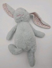 Kellytoy Bunny Rabbit Gray Plush Stuffed Animal Crinkle Pink Floral Ears 16″