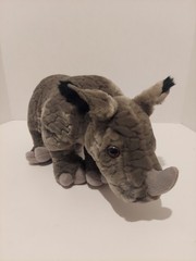 SOS Rhino Plush Save Our Space Stuffed Animal Toy Textured Fur Realistic 10”