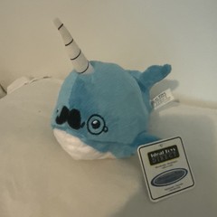 plush unicorn whale hybrid dolphin plush ideal toys narwhale 9″ mustache blue