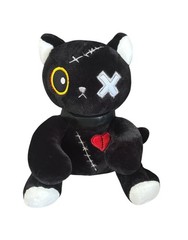 Crazy Cat Plush Soft Cute Goth Punk Dreadful Cat Doll 9-1/4″H (Black)