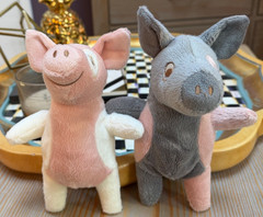 Lot 2 Ikea Kelgris pigs piglets plush gray pink 8″ retired hard to find EUC