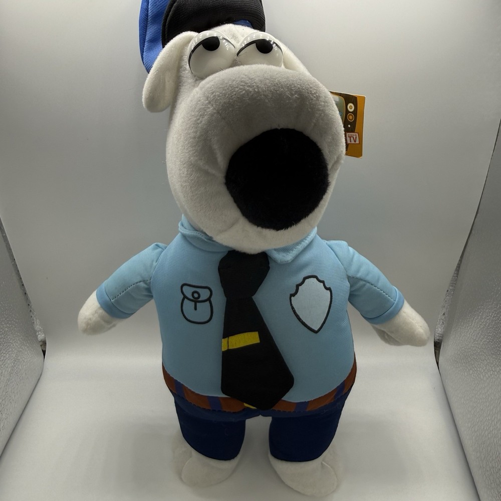 Family Guy Brian New Police Cop Plush Doll Figure Toy Stuffed TV Show Vtg 2005
