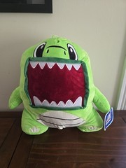 Good Stuff Jaw Droppers Green Dinosaur Monster Big Mouth Teeth Plush 14″