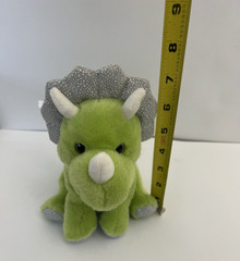 Frankford Dinosaur 7″ Plush Green Triceratops Silver Glitter Eyes Stuffed Animal