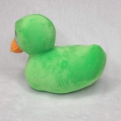 Green Plush Duck Embroidered Silver Sunglasses and Beaded Red White Necklace 8″