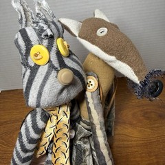 Sock Stuffed Animals Fox & Zebra Handmade 15” Set Of 2 DIY