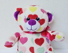 Grocery Outlet Heart Teddy Bear Plush Stuffed Animal Red Purple Green Pink 10″