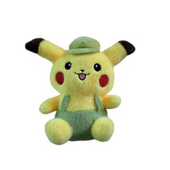9″ Pokemon Pikachu with Green Hat and Matching Green Overalls Plush Toy