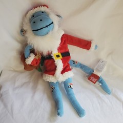 Paul Frank Julius Monkey Santa Claus Plush Blue Sock Monkey Holiday Christmas
