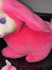 1993 Hasbro Bunny Surprise Neon Hot Pink Plush 2 Baby Babies Bunnies Bright Pink