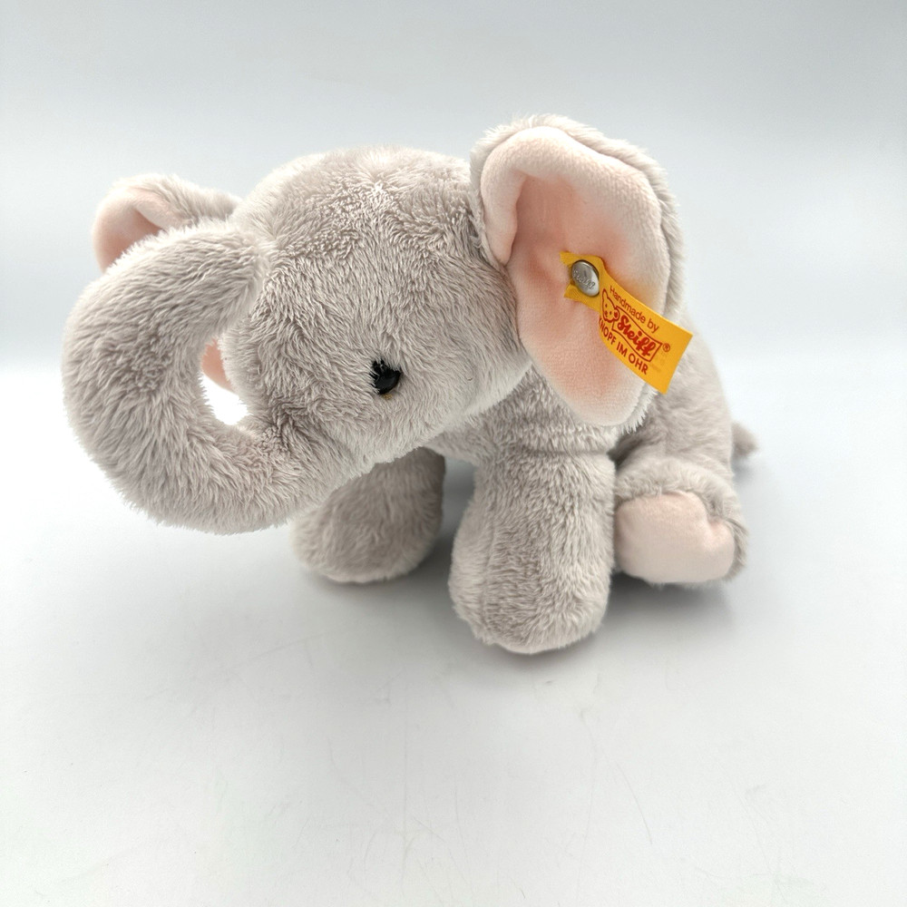Steiff Elephant Plush Baby Gray Pink Soft Stuffed Animal Benny 084096