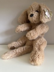 Vintage Gund Muttsy Tan Puppy Dog 15 ” Plush Stuffed Animal Lovey Suede Paws