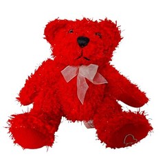 Red Valentines Day Bear Plush Sparkly Bow Heart Stuffed Animal 6.5″
