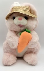 Super Rare Vintage Walmart Cuddle Wit Pink Easter Bunny Straw Hat Orange Carrot