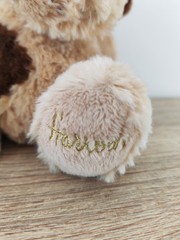Vintage Harrods Plush Dog – Light Brown/Dark Brown