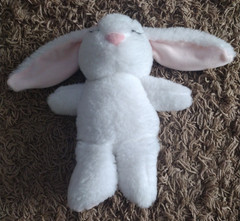 Hobby Lobby White Bunny Rabbit Soft Plush Stuffed Animal Eyelashes Pink Flower